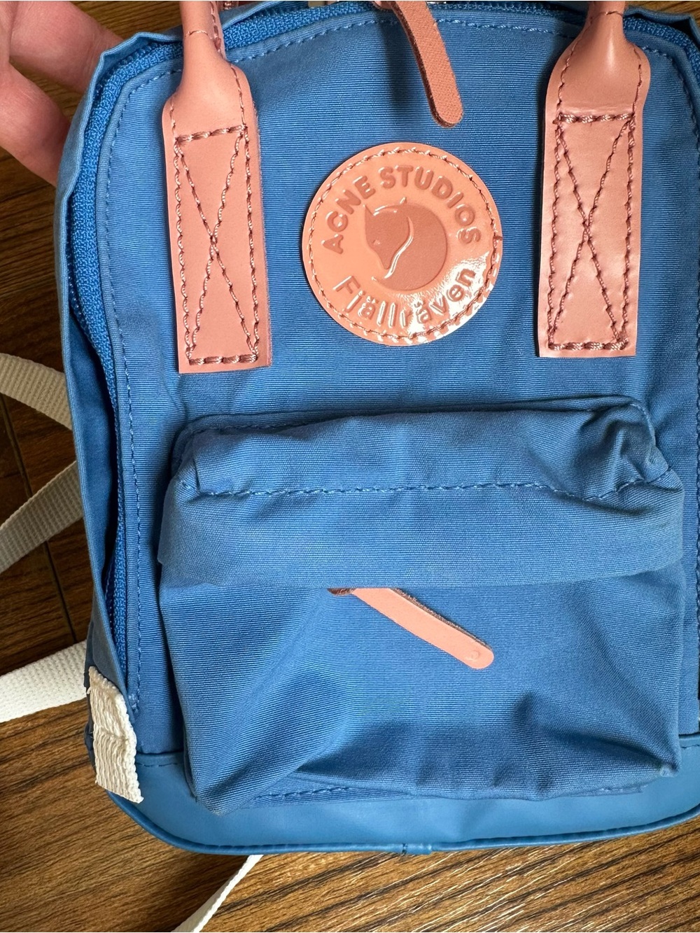 Fjallraven Kanken Mini Backpack in Blue with Pink Trim - Picture 4 of 6